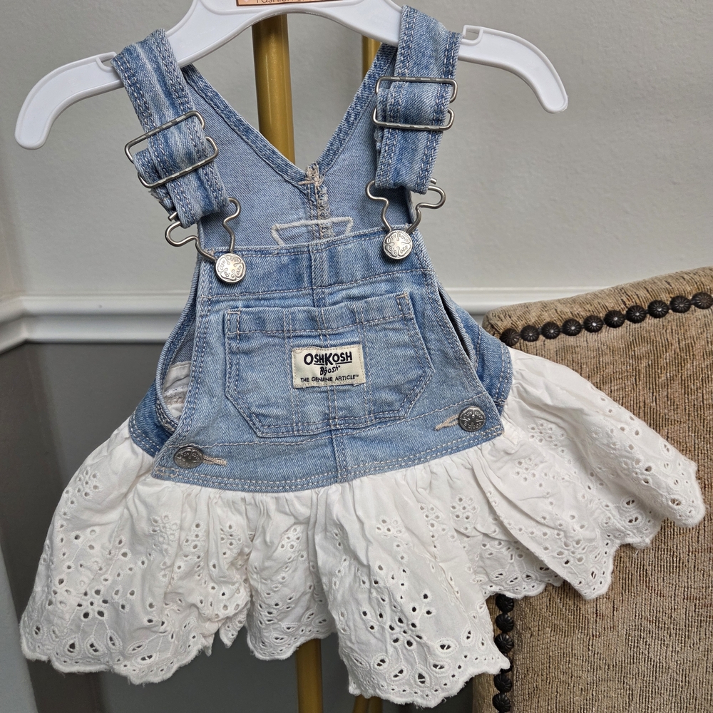 OshKosh B'gosh Light Blue and White Eyelet Skirtall